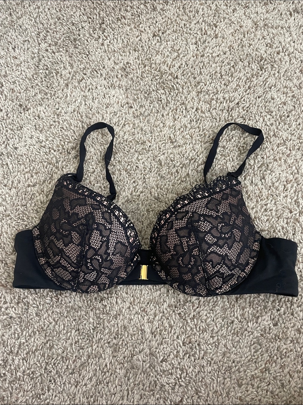 Soma Black Lace-Overlay Nude Illusion Push-Up Bra